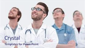  Presentation with partnership - Slide set consisting of confident medical team looking background and a sky blue colored foreground