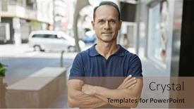  Presentation with positivity - Presentation theme with confident-middle-age-man-gleefully background and a coral colored foreground