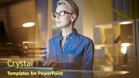  Presentation with project manager - Amazing slide deck having confident middle-aged manager wearing denim shirt working on ambitious project while sitting in front of computer interior of dim office on background backdrop and a tawny brown colored foreground