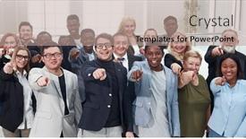  Presentation with ethnic - Beautiful theme featuring confident-multi-ethnic-business-team backdrop and a coral colored foreground