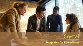  Presentation with intercultural - Slide set with confident-multi-ethnic-businessman-explaining background and a tawny brown colored foreground