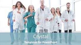  Presentation with stepping - PPT theme with confident-new-generation-doctors-stepping background and a light blue colored foreground