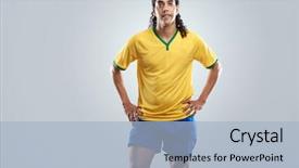  Presentation with football - PPT theme having confident portrait of football player background and a  colored foreground