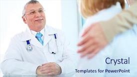  Presentation with hospital communication - Audience pleasing slides consisting of confident practitioner looking at patient backdrop and a sky blue colored foreground