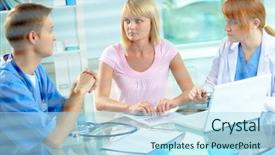  Presentation with consulting - Slide deck consisting of documentation ambulance - portrait of confident practitioners consulting background and a light blue colored foreground