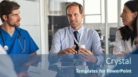  Presentation with nurse team - Colorful theme enhanced with confident-representative-pharmaceutical-showing-new backdrop and a ocean colored foreground