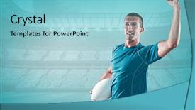  Presentation with flexing - PPT layouts enhanced with confident rugby player flexing muscles background and a  colored foreground
