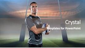  Presentation with golf player playing - Amazing PPT theme having confident rugby player in holding backdrop and a  colored foreground