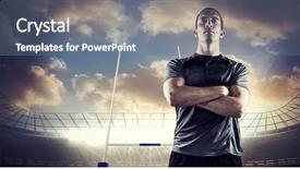  Presentation with rugby - Cool new theme with confident rugby player with arms backdrop and a gray colored foreground