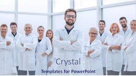  Presentation with team leader - Presentation theme with confident-scientific-leader-standing background and a light blue colored foreground