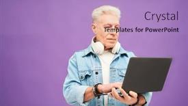  Presentation with isolation - PPT theme featuring confident-senior-businessman-with-grey background and a light blue colored foreground