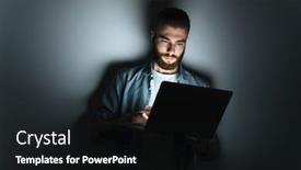  Presentation with confident - Beautiful presentation theme featuring confident-smiling-young-man-working backdrop and a dark gray colored foreground