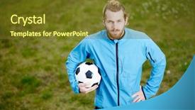 Presentation with soccer coaching - Audience pleasing theme consisting of confident soccer coach in sportswear backdrop and a tawny brown colored foreground