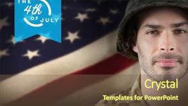  Presentation with 4th july - Cool new PPT layouts with confident soldier wearing hard hat backdrop and a tawny brown colored foreground