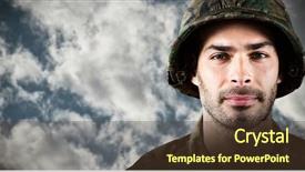  Presentation with wooden cross against the sky - Cool new presentation with confident soldier wearing hard hat backdrop and a tawny brown colored foreground