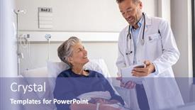  Presentation with elderly health - Slide set consisting of confident-specialist-holding-digital-tablet background and a  colored foreground