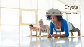 Presentation with diverse women - PPT theme enhanced with confident sportive women training abdomen background and a cream colored foreground