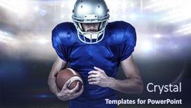  Presentation with ball sports - Colorful presentation enhanced with confident sports player holding ball against sports pitch backdrop and a navy blue colored foreground