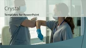  Presentation with scrubs - Theme having confident-surgeons-in-scrubs background and a soft green colored foreground