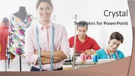  Presentation with confident - Presentation theme with confident tailor with arms crossed standing in factory background and a white colored foreground