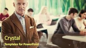  Presentation with classroom - Audience pleasing presentation consisting of teacher in school classroom student backdrop and a tawny brown colored foreground