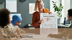  Presentation with language - Slide set consisting of confident-teacher-of-german-language background and a coral colored foreground