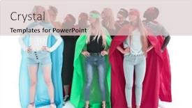  Presentation with team - Theme consisting of confident-team-of-superheroes-looking background and a lemonade colored foreground