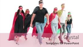  Presentation with goal - Slide deck featuring confident-team-of-superheroes-moving background and a coral colored foreground