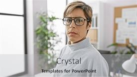 Presentation with professionalism - Presentation theme enhanced with confident-woman-with-short-hair and a light gray colored foreground