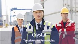  Presentation with drought tolerant yard including chaparral - Slide deck featuring confident workers standing in shipping background and a ocean colored foreground