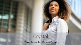  Presentation with american - PPT theme enhanced with confident-young-afro-american-female background and a light gray colored foreground