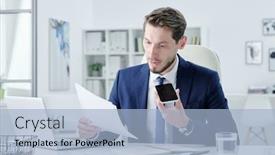  Presentation with contract - Colorful presentation theme enhanced with confident-young-bearded-businessman backdrop and a light blue colored foreground