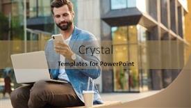  Presentation with confident - PPT layouts featuring confident-young-bearded-male-manager background and a coral colored foreground