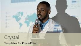  Presentation with lab coat - Slides consisting of confident-young-black-doctor background and a soft green colored foreground