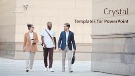  Presentation with promotion - Slides consisting of confident-young-business-specialists-walking background and a lemonade colored foreground