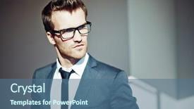  Presentation with eyeglasses - Presentation featuring posh corporate - confident young businessman in eyeglasses background and a ocean colored foreground