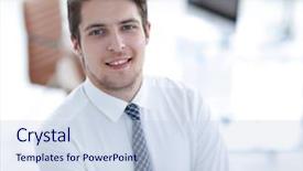  Presentation with customs office - PPT theme enhanced with confident young businessman on background background and a sky blue colored foreground