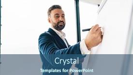  Presentation with new office - Slide deck featuring confident-young-businessman-presenting background and a ocean colored foreground