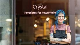  Presentation with workshop - PPT theme consisting of confident-young-craftswoman background and a wine colored foreground