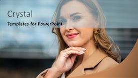  Presentation with confident - Slide deck consisting of confident-young-female-manager-outdoor background and a light blue colored foreground