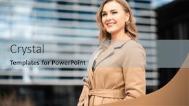  Presentation with urban - Slide deck having confident-young-female-manager-outdoor background and a light blue colored foreground