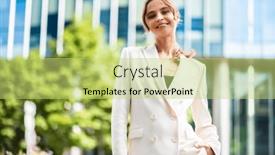  Presentation with urban - Slide deck enhanced with confident-young-female-manager-outdoor background and a yellow colored foreground