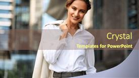  Presentation with urban - Slide set enhanced with confident-young-female-manager-outdoor background and a violet colored foreground