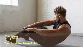  Presentation with fitness - PPT layouts having confident-young-fitness-man-exercising background and a tawny brown colored foreground