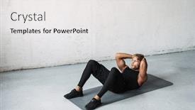  Presentation with fitness - Cool new PPT layouts with confident-young-fitness-man-exercising backdrop and a white colored foreground