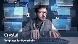  Presentation with computer hacker - Theme enhanced with confident young hacker working hard background and a ocean colored foreground