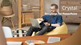  Presentation with artist - Colorful PPT theme enhanced with confident-young-layout-artist backdrop and a coral colored foreground