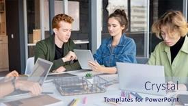  Presentation with developer - Audience pleasing PPT theme consisting of confident-young-male-mobile-app backdrop and a lemonade colored foreground