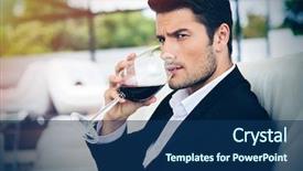  Presentation with bar drinks wine - Presentation design with confident young man drinking wine background and a ocean colored foreground