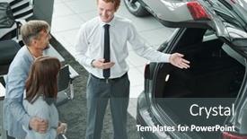  Presentation with car sales - Beautiful presentation featuring confident-young-sales-manager backdrop and a dark gray colored foreground